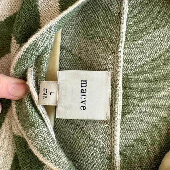 Maeve Olive and Cream Geometric Turtleneck Sweater - Picture 6 of 7